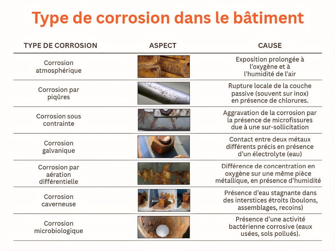 Poutre métallique légèrement rouillée dans un bâtiment ancien, montrant une corrosion superficielle en milieu sec.