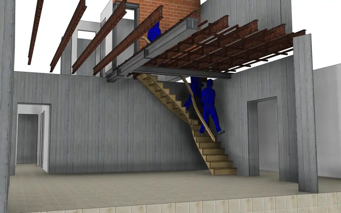 Perspective d'un escalier créer dans une trémie de plancher en métal. Perspective d'un escalier créer dans une trémie de plancher en métal.