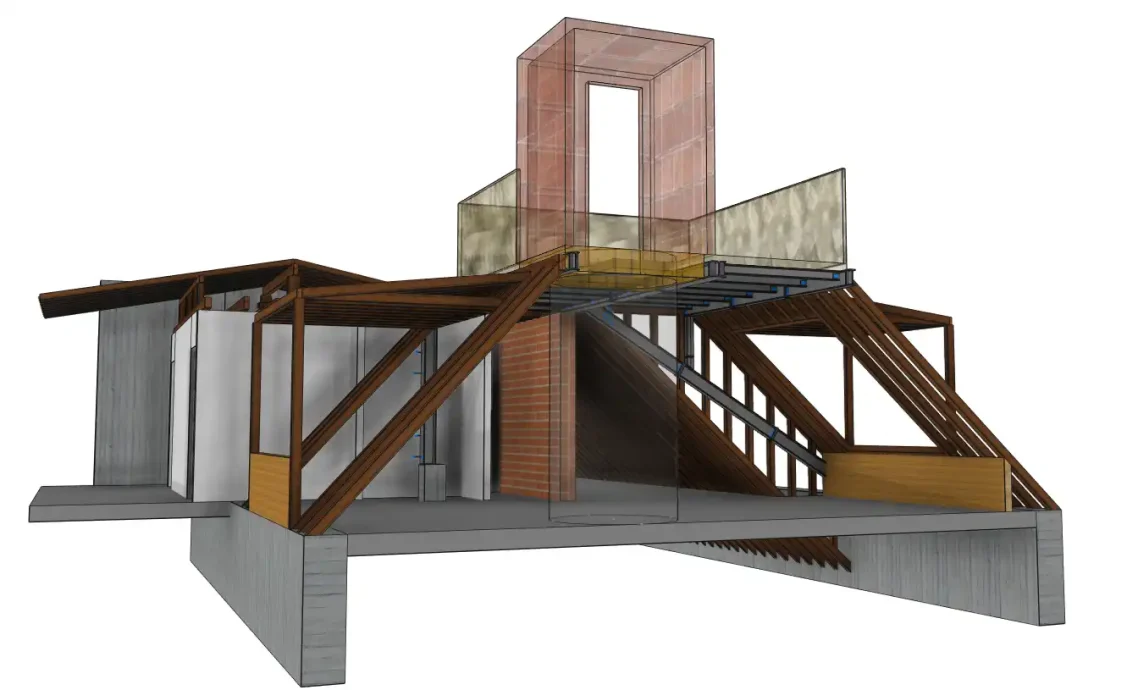 Perspective d'une terrasse créée au droit d'un faîtage proche de la tour Eiffel. Perspective d'une terrasse créée au droit d'un faîtage proche de la tour Eiffel.