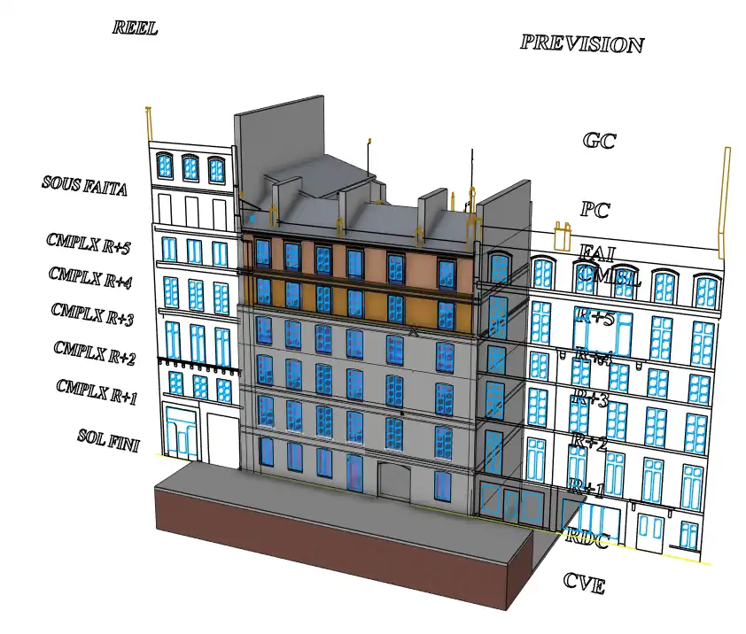 Perspective de la volumétrie de l'hôtel 5 étoiles vu depuis l'extérieur. Perspective de la volumétrie de l'hôtel 5 étoiles vu depuis l'extérieur.